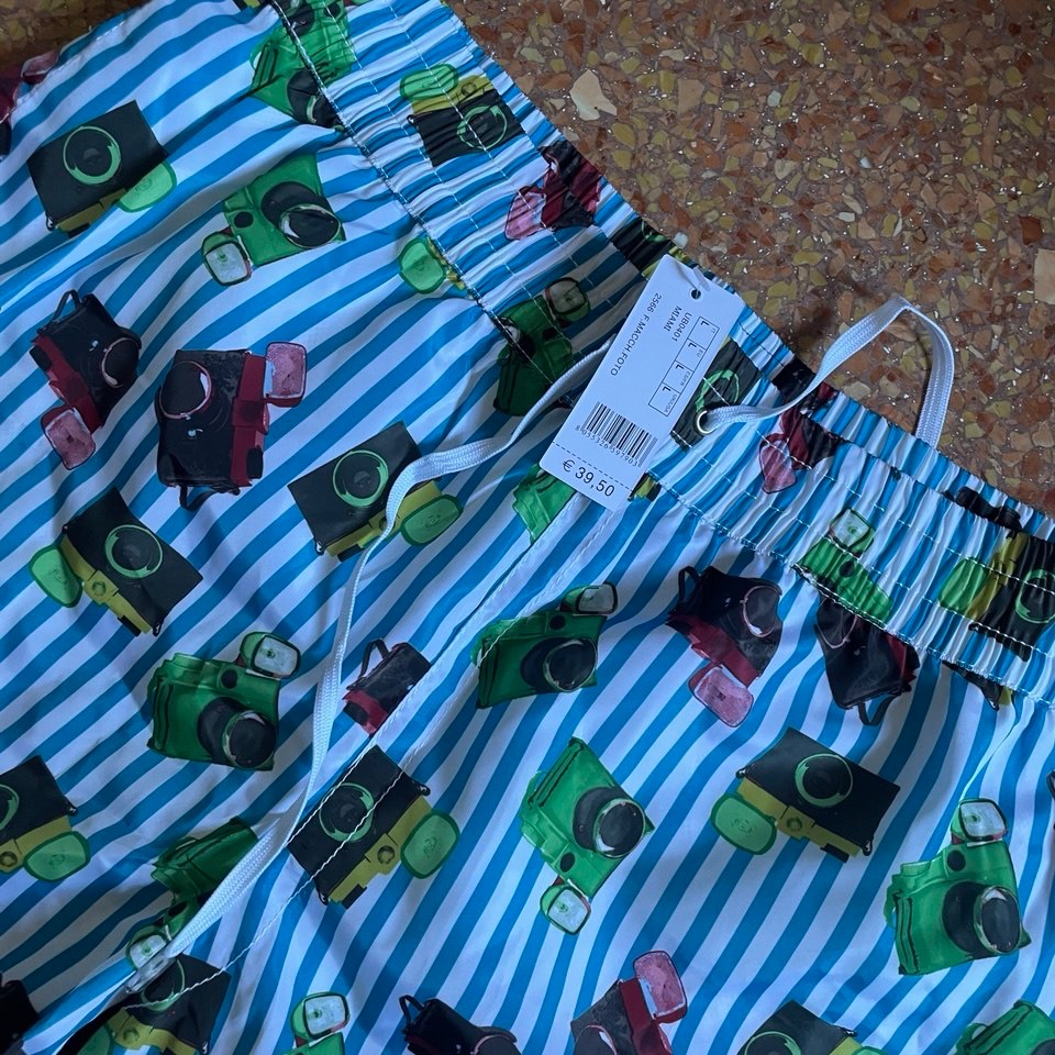 Calzedonia Coast Miami Retro Camera Striped Swim Shorts Trunks Size L — image 4 of 6